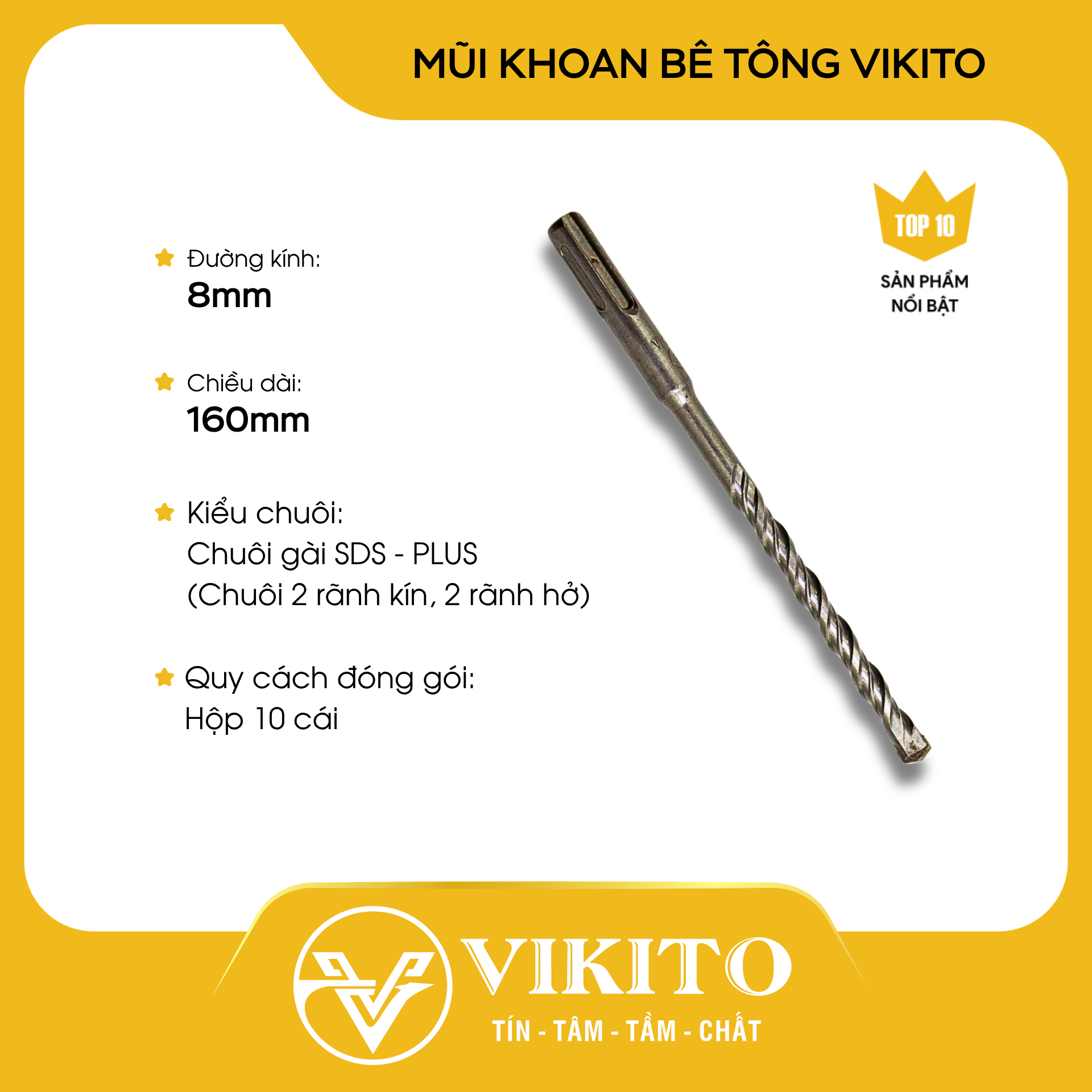 Mũi khoan bê tông VIKITO 8x160